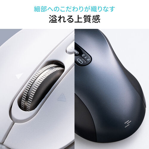 ワイヤレスマウス（チルトホイール・高速スクロール・横スクロール・Bluetooth・無線・静音・5ボタン・ブルーLED・マルチペアリング・カウント切り替え・Mac対応・戻る・進む・ホワイト）