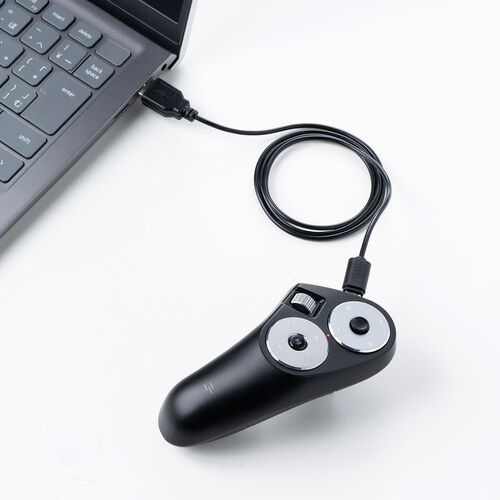 ハンディマウス（メディアコントロールボタン搭載・Bluetooth・ワイヤレス・スティック操作・プレゼン・電子書籍・VR・コントローラ・ごろ寝マウス・ブラック）