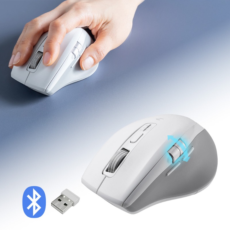 ワイヤレスマウス Bluetooth サイドホイール 充電式 ホワイト
