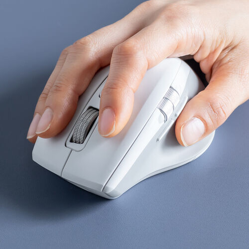 ワイヤレスマウス（サイドホイール・高速スクロール・Bluetooth・無線・静音・5ボタン・ブルーLED・マルチペアリング・カウント切り替え・左右スクロール・Mac対応・戻る・進む・充電式・ホワイト）