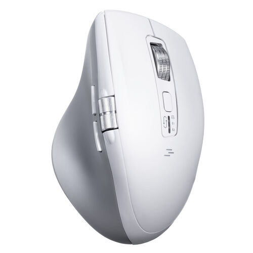 ワイヤレスマウス（サイドホイール・高速スクロール・Bluetooth・無線・静音・5ボタン・ブルーLED・マルチペアリング・カウント切り替え・左右スクロール・Mac対応・戻る・進む・充電式・ホワイト）