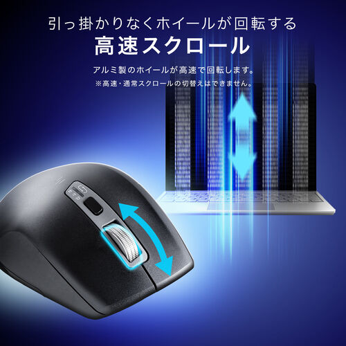 ワイヤレスマウス（サイドホイール・高速スクロール・Bluetooth・無線・静音・5ボタン・ブルーLED・マルチペアリング・カウント切り替え・左右スクロール・Mac対応・戻る・進む・充電式・ホワイト）