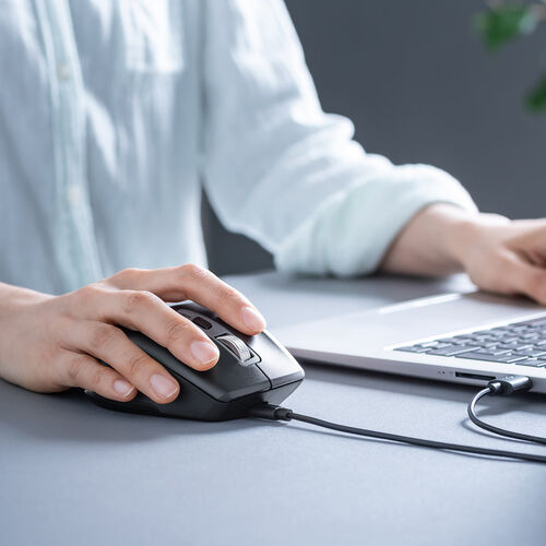 ワイヤレスマウス（サイドホイール・高速スクロール・Bluetooth・無線・静音・5ボタン・ブルーLED・マルチペアリング・カウント切り替え・左右スクロール・Mac対応・戻る・進む・充電式・ブラック）