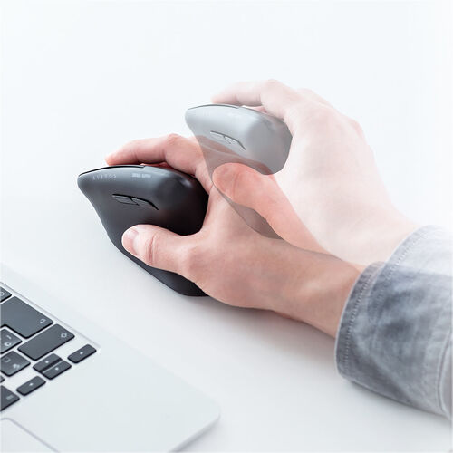 ワイヤレスマウス（Bluetooth・軽量・大型・エルゴノミクス・USB Aレシーバー・5ボタン・マルチペアリング・静音・充電式・無線・2.4GHz・ブラック）