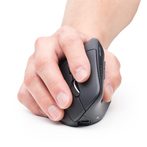 ワイヤレスマウス（Bluetooth・軽量・大型・エルゴノミクス・USB Aレシーバー・5ボタン・マルチペアリング・静音・充電式・無線・2.4GHz・ブラック）