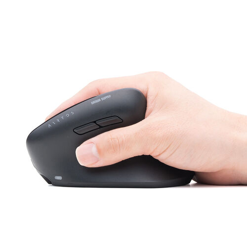 ワイヤレスマウス（Bluetooth・軽量・大型・エルゴノミクス・USB Aレシーバー・5ボタン・マルチペアリング・静音・充電式・無線・2.4GHz・ブラック）