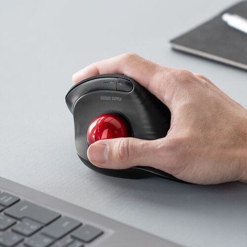 トラックボールマウス（チルトホイール・高速スクロール・エルゴノミクス・静音・2.4GHz・Bluetooth・ワイヤレス・5ボタン・USB-C充電式・レッド）