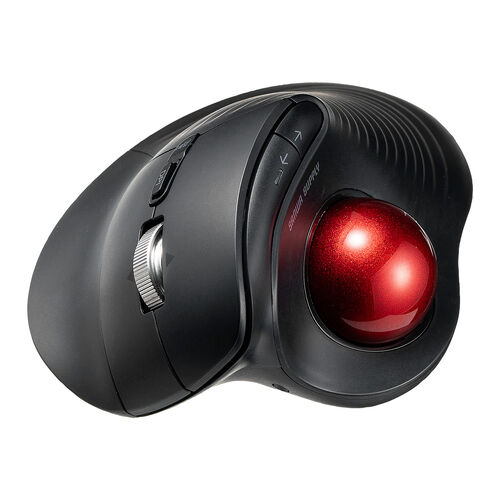 トラックボールマウス（チルトホイール・高速スクロール・エルゴノミクス・静音・2.4GHz・Bluetooth・ワイヤレス・5ボタン・USB-C充電式・レッド）