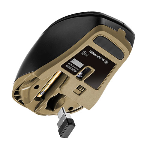 Type-Cワイヤレスマウス 小型マウス 5ボタンマウス アルミホイール 静音マウス ブルーLED ブラック