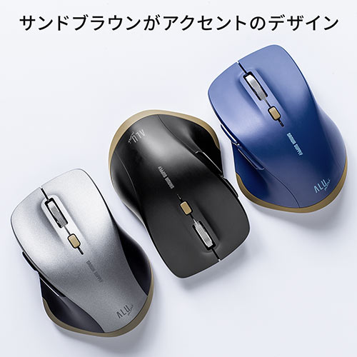 Type-Cワイヤレスマウス 小型マウス 5ボタンマウス アルミホイール 静音マウス ブルーLED ブラック