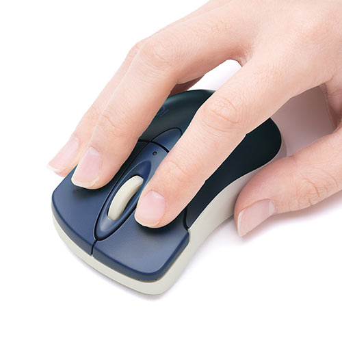 ワイヤレスマウス 静音マウス Type-A 小型サイズ 3ボタン カウント切り替え800/1200/1600 ネイビー