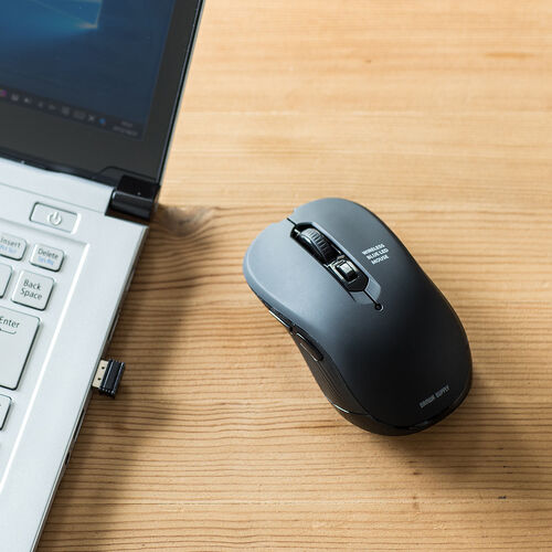 ワイヤレスマウス（2.4GHzレシーバー・USB-C充電式・戻る/進む・5ボタン・静音・無線・ラバーコーティング・ブラック）