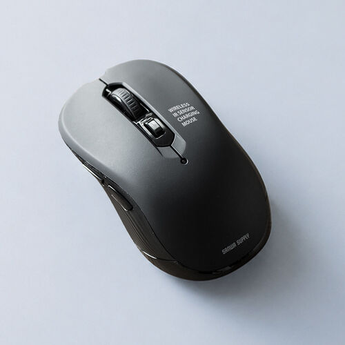 ワイヤレスマウス（2.4GHzレシーバー・USB-C充電式・戻る/進む・5ボタン・静音・無線・ラバーコーティング・ブラック）
