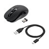 ワイヤレスマウス（2.4GHzレシーバー・USB-C充電式・戻る/進む・5ボタン・静音・無線・ラバーコーティング・ブラック）