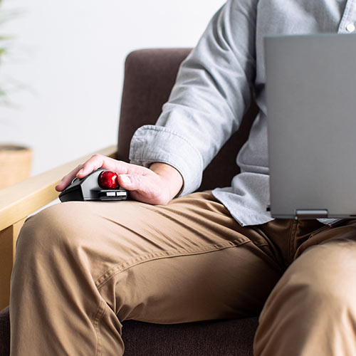 トラックボールマウス （小型・ワイヤレス・エルゴノミクス・レーザーセンサー・ブラック） MAWTB180BK