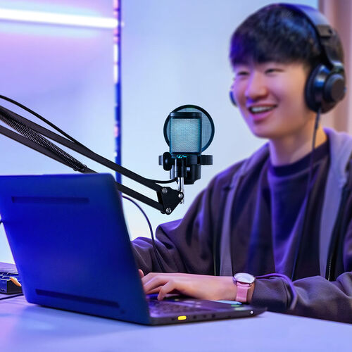 USBゲーミングマイク（コンデンサーマイク・RGBライティング・ノイズキャンセル・単一指向性・アームスタンド付き・配信用・ゲーム実況・ボイスチャット・web会議・録音・PC・PS5/4）