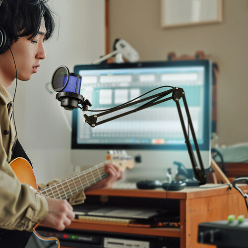 USBゲーミングマイク（コンデンサーマイク・RGBライティング・ノイズキャンセル・単一指向性・アームスタンド付き・配信用・ゲーム実況・ボイスチャット・web会議・録音・PC・PS5/4）