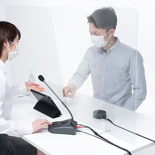 マイク・スピーカーシステム（窓口業務・カウンター・受付・インターホン・配線工事不要・ソーシャルディスタンス）