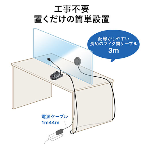 マイク・スピーカーシステム（窓口業務・カウンター・受付・インターホン・配線工事不要・ソーシャルディスタンス）