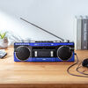 Bluetooth搭載 多機能ラジカセ ＆ カセット変換（デジタル保存・USBメモリ/SDカード・MP3プレーヤー・乾電池/AC電源・AM/FM/ラジオ・ブルー）