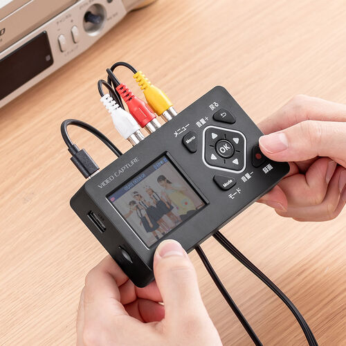 ビデオキャプチャー（小型・RCA・AV・S端子・HDMI出力・キャプチャーボード・480p・モニター付き・2.4インチ・VHS・ビデオテープ・USBメモリ・microSDカード）