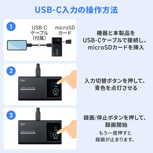 ビデオキャプチャー（USBC・充電しながら・スマホ/タブレット・画面録画・PD100W・DP Altモード・1080p・フルHD・キャプチャーボード・ゲーム・microSD保存・画録・パソコン不要 ）
