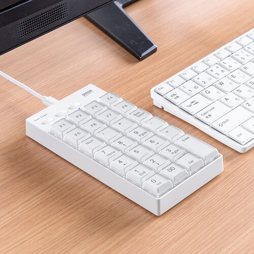 プログラマブルテンキー（USB A・有線・27キー・左手デバイス・ショートカット・自作・キー割り当て・DTM・CAD・配信・カスタマイズ・ホワイト）