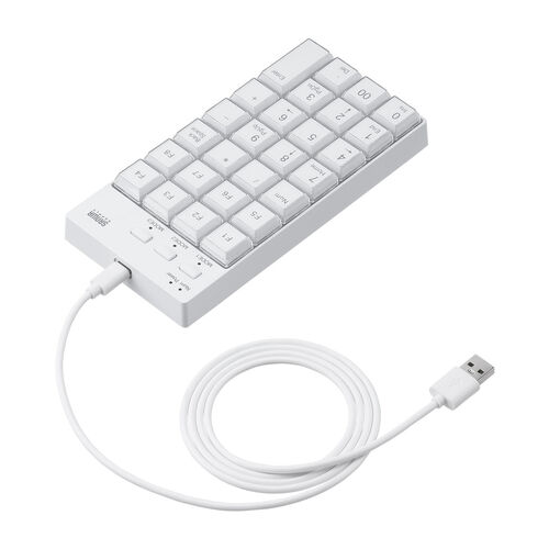 プログラマブルテンキー（USB A・有線・27キー・左手デバイス・ショートカット・自作・キー割り当て・DTM・CAD・配信・カスタマイズ・ホワイト）