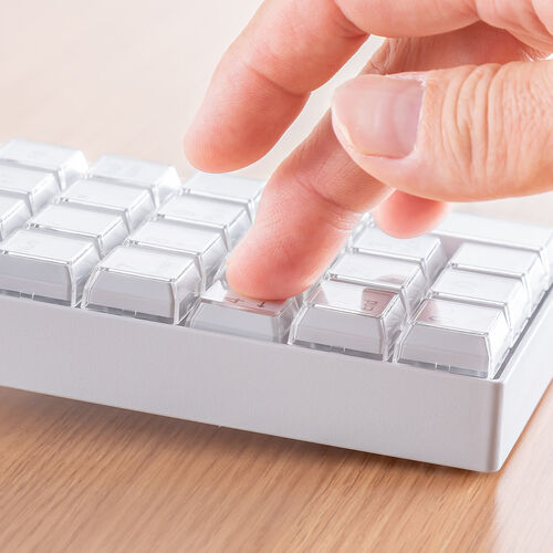 プログラマブルテンキー（USB A・有線・27キー・左手デバイス・ショートカット・自作・キー割り当て・DTM・CAD・配信・カスタマイズ・ホワイト）