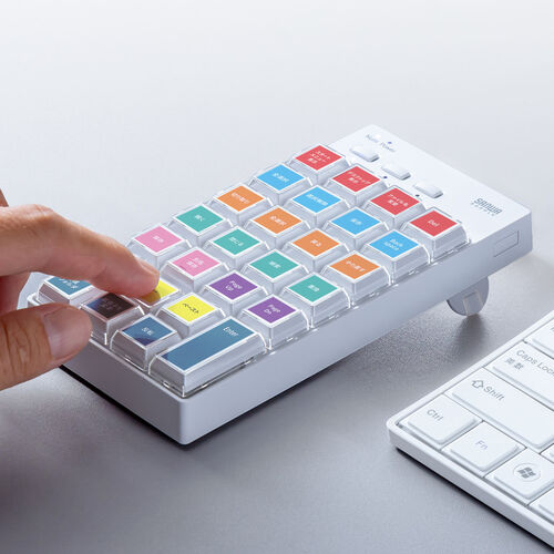 プログラマブルテンキー(Bluetooth・ワイヤレス・27キー・左手デバイス・ショートカット・自作・キー割り当て・DTM・CAD・配信・カスタマイズ・ホワイト）