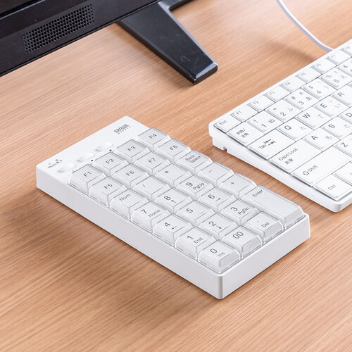 プログラマブルテンキー(Bluetooth・ワイヤレス・27キー・左手デバイス・ショートカット・自作・キー割り当て・DTM・CAD・配信・カスタマイズ・ホワイト）