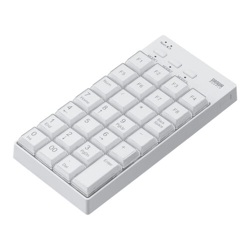 プログラマブルテンキー(Bluetooth・ワイヤレス・27キー・左手デバイス・ショートカット・自作・キー割り当て・DTM・CAD・配信・カスタマイズ・ホワイト）