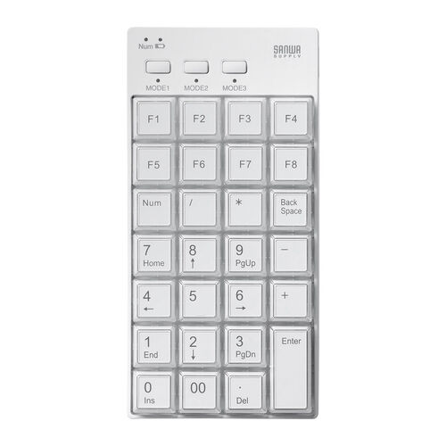 プログラマブルテンキー(Bluetooth・ワイヤレス・27キー・左手デバイス・ショートカット・自作・キー割り当て・DTM・CAD・配信・カスタマイズ・ホワイト）