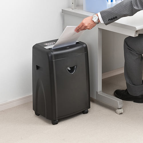 シュレッダー（業務用・電動・ミニクロスカット・A4・クレジットカード・DVD・CD・キャスター） PSD017 サンワサプライ