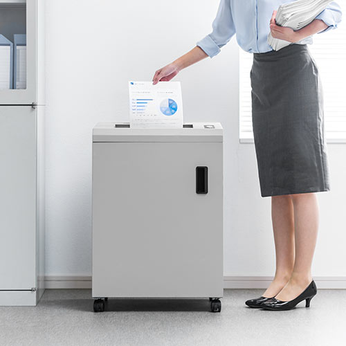 シュレッダー（電動・業務用・クロスカット・A3・A4・60分連続細断・ホッチキス・クレジットカード・メディア細断） PSD051 サンワサプライ