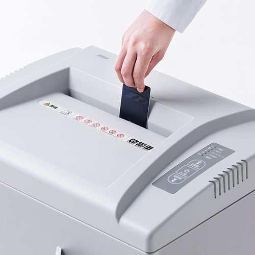 シュレッダー(業務用・電動・クロスカット・A4・連続使用・大型・60L・オフィス・ホッチキス対応・メンテナンスオイル・静音・カード・キャスター付き) PSD054 サンワサプライ