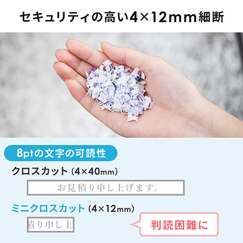 シュレッダー（卓上・コンパクト・A5対応・クロスカット・電動