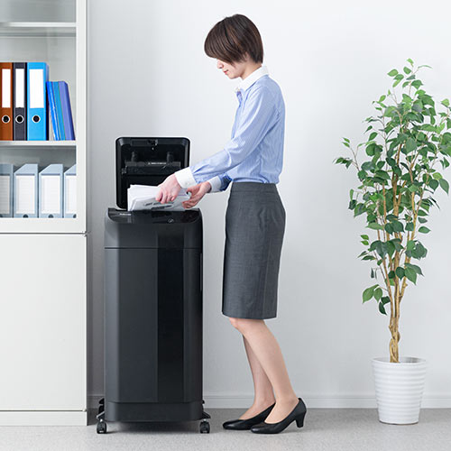 シュレッダー（オートフィードシュレッダー・電動シュレッダー・業務用・マイクロカット・連続給紙・手差し細断・連続使用・大型・83L・静音・ホッチキス・カード） PSD059