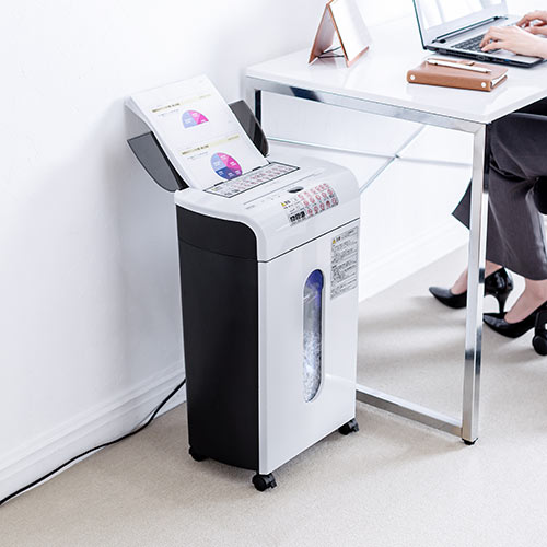 シュレッダー（オートフィード・業務用・自動細断・自動給紙110枚・クロスカット・5×10mm・手差し細断8枚・クレジットカード細断） PSD060