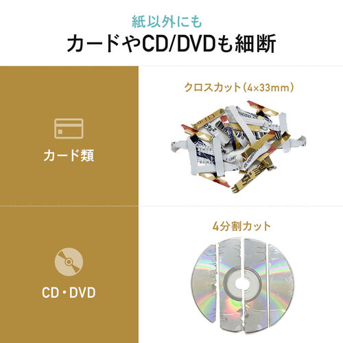 シュレッダー（静音・コンパクト・ パーソナルシュレッダー・電動・クロスカット・ホッチキス対応・最大5枚・カード・CD/DVD・9L・ブラック）