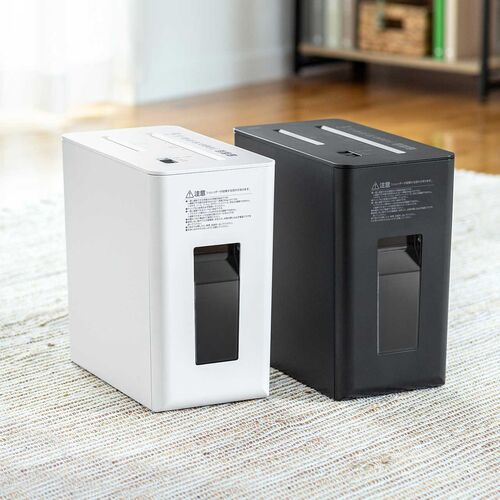 シュレッダー（静音・コンパクト・ パーソナルシュレッダー・電動・クロスカット・ホッチキス対応・最大5枚・カード・CD/DVD・9L・ホワイト）