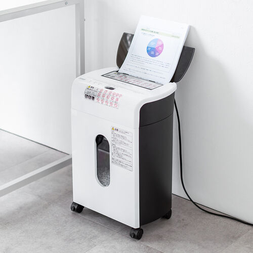 オートフィードシュレッダー（家庭用シュレッダー・業務用シュレッダー・自動細断・連続給紙・自動給紙60枚・クロスカット・5×10mm・手差し細断8枚・カード細断・13.5L・ホッチキス）