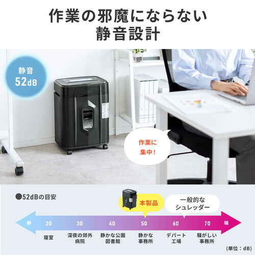 シュレッダー（業務用・オートフィード・自動細断・連続給紙・ミニクロスカット・160枚細断・手差細断・60分連続細断・カード・ホッチキス・クリップ・静音・19L）