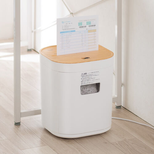 シュレッダー（静音・コンパクトシュレッダー・パーソナルシュレッダー・電動シュレッダー・マイクロカット・ホッチキス対応・最大4枚・12L・ホワイト）