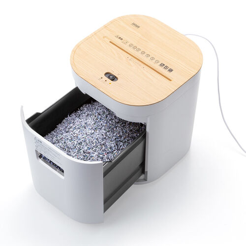 シュレッダー（静音・コンパクトシュレッダー・パーソナルシュレッダー・電動シュレッダー・マイクロカット・ホッチキス対応・最大4枚・12L・ホワイト）