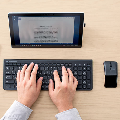 キーボードマウスセット（無線・ワイヤレスフルキーボード・ワイヤレスマウス・スリムキーボード・薄型マウス・持ち運び・充電式・テンキー付き）