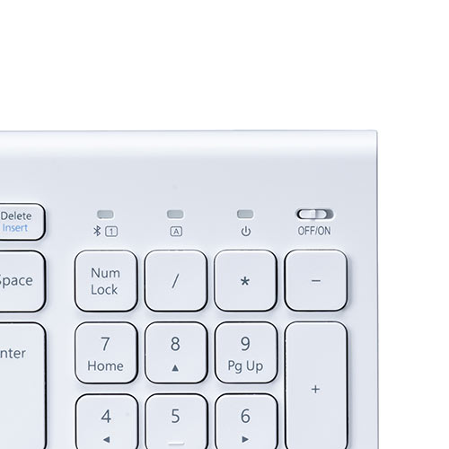 キーボード （ワイヤレスキーボード・Bluetooth・マルチペアリング・Windows・macOS・iOS・Android・iPad・配列切替可能・充電式・テンキー付き・ホワイト） SKB072