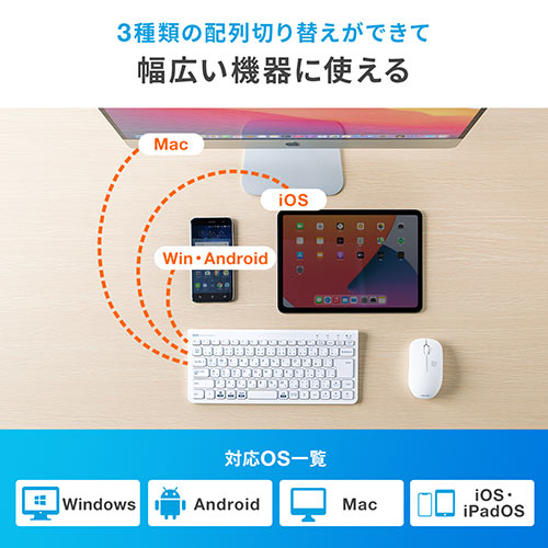 Bluetoothキーボード（ワイヤレスキーボード・マルチペアリング・Windows・ipad・macOS・iOS ・Android・配列切替可能・充電式） SKB073