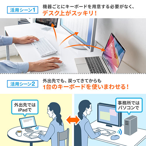 Bluetoothキーボード（ワイヤレスキーボード・マルチペアリング・Windows・ipad・macOS・iOS ・Android・配列切替可能・充電式） SKB073