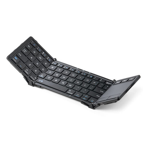 Bluetoothキーボード（iPad・iPhone用キーボード・スタンド機能付き・タッチパッド・トラックパッド・折りたたみ・最大3台切替対応）